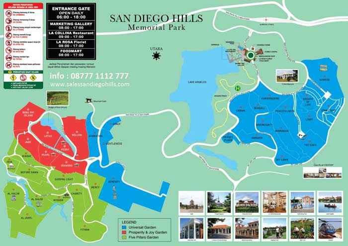 Peta seluruh mansion di San Diego Hills memorial park