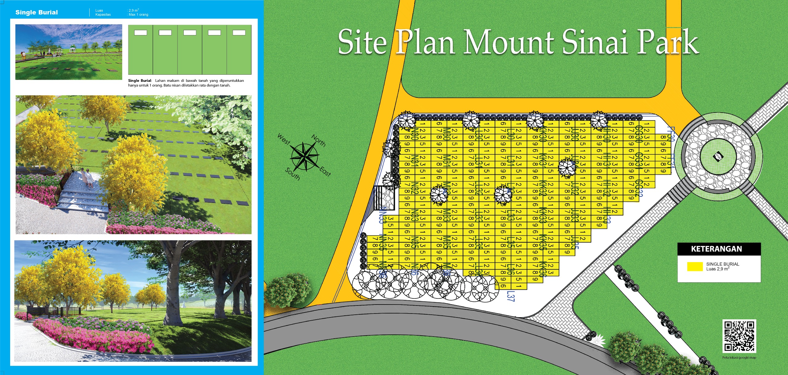 Site plan Mount Sinai Park San Diego Hills, tipe Single Burial 2,9 m2